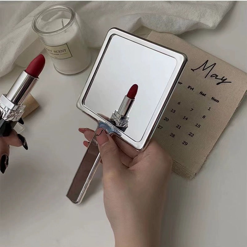 Handheld makeup mirror ins style household mirror female portable portable retro handheld mirror handle mirror