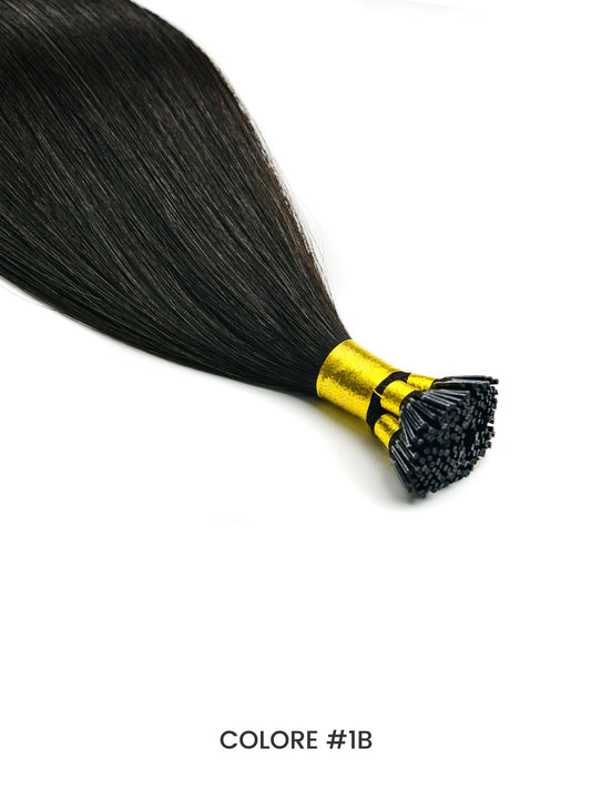 Gix Straight I-tip Hair Extensions #1B